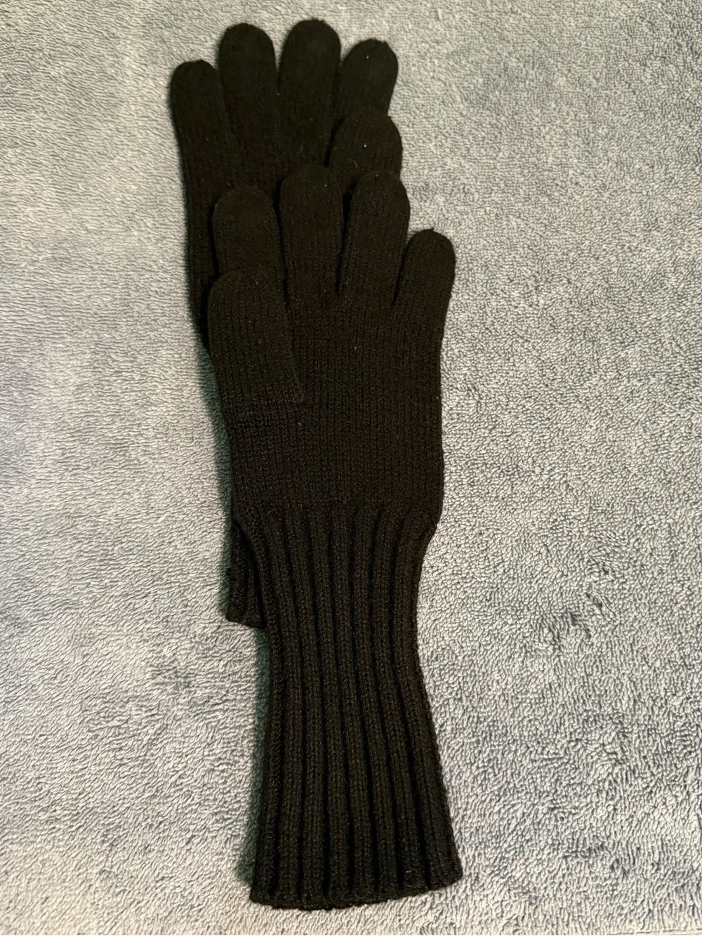 Black Rib Knit Long Cuff Gloves